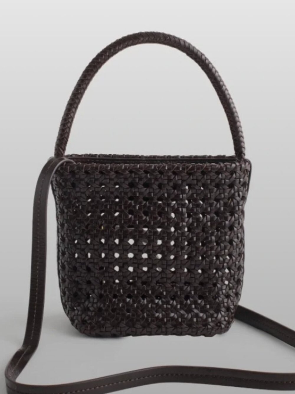 Madewell Dark Brown Woven Leather Crossbody Bag